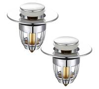 2pcs Universal Pop Up Sink Plug Replacement - Brass Core & Drain Strainer, Corrosion-Resistant Bathroom Basin Stopper for 34-40mm Holes Suitable for Sink, Shower, Wash Basin