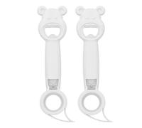 2Pcs Universal Portable Manual Bottle Opener Can Opener Jar Opener Multi Purpose Tool for Home Kitchen Bar Cocktail Party PP Stainless Steel 21cm 130g (White)