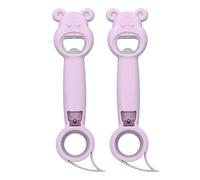 2Pcs Universal Portable Manual Bottle Opener Can Opener Jar Opener Multi Purpose Tool for Home Kitchen Bar Cocktail Party PP Stainless Steel 21cm 130g (Purple)