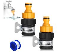 2PCS Universal Tap Hose Connector with a Raw Tape, 15mm Plastic Detachable Nipple Connectors Detachable Nipple Connectors for Kitchen Sink, Garden & Bathroom - Indoor/Outdoor Water Faucet Adapter