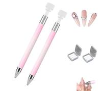 2PCS Upgrade Automatic Refillable Wax Pen, Wax Pencil for Rhinestones Diamond Art Pens Refillable,Diamond Painting Pens with Wax,Refillable Wax Pen,Rotating Glue Point Drill Pen For Nail Art (Pink)