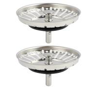 2PCS Upgraded Kitchen Sink Plug Strainer, Hole Diameter 84mm, Durable Stainless Steel Drain Stopper for Food and Hair Catcher - Replacement Sink Plug for Uk Sinks