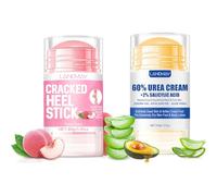 2Pcs Urea Cream 60% for Feet & Dry Cracked Skin, Cracked Heel Repair Stick Maximum Strength Moisturizing Foot & Hand Balm, Repair Creams for Dry Feet, Knee, Elbow and Hand (Peach + Urea Cream)
