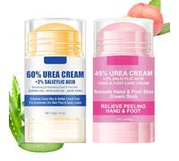 2PCS Urea Foot Cream Stick, 45% & 60% Urea Cream with Aloe and Peach, Foot Cream for Cracked Heels and Dry Skin, Portable Foot Moisturiser Stick For Rough Skin Repair, 40g Each