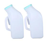 2Pcs Urinal for Men 1200ML Portable Urinal Spill Proof Pee Bottles with Lid ＆ Handle Thick Plastic Male Urinal Large Opening Mens Urinals with Wraped Edge for Travel, Hospital White