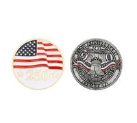 2PCS US 250th Anniversary Brooches and Pins for Men Women Clothes 1776-2026 Metal Lapel Pin America 250 Years Birthday Enamel Pin Patriot Independence Day Jewelry Gift, S, Metal, no gemstone