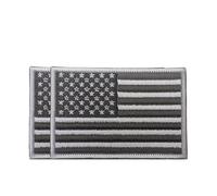 2Pcs USA American Flag Patches for Backpacks - Hook & Loop Tactical Military Patches, Embroidered Patch for Jackets, Bags & Gear (Black)