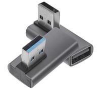 2pcs USB 3.0 Male to Female Right Angle Adapter, Black Aluminum Alloy | Side Bend Heads, down Conversion Design, Tool Free Setup, Stable Connection for Hubs and Keyboards