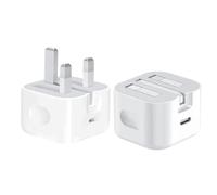 2PCS USB C Plug 20W PD Fast Charger Foldable Type C UK Wall Head Adapter for iPhone 15/15Plus /15 Pro Max /14/13/12 /11Series/SE/iPad Pro/Air/Mini, for Apple Watch/AirPods Pro (Cable Not Included)