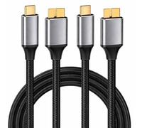 2PCS USB C to Micro B 3.0 Hard Drive Cable 0.5m, USB C to Micro B Cable, Nylon Braided Type C to Microb USB 3.0 External Drives, SSDs, Cameras, and Other Devices, USB C to USB 3 Adapter Cables