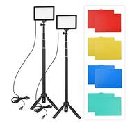 2pcs USB LED Video Light Kit Photography Lighting 3200K-5600K 120pcs Beads 14-level Dimmable with 148cm 58in Adjustable Height Tripod Stand Triple Cold Shoe Mount for Live Streaming