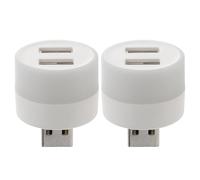 2pcs USB Powered Light 2 Port Hub Adapter with 4 Beads | PP Body, 5v1a Input, 6000-6500k Glow, for Laptops, Power Banks, and USB Strips
