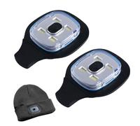 2PCS USB Rechargeable Light for LED Beanie Hat, Replacement Headlamp for Lighted Hat, Replaceable Cap Headlight, 3 Brightness Modes, Beanie Flashlight for Walking at Night, Fishing, Camping, Hunting