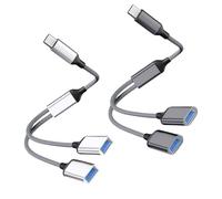 2pcs Usb Splitter 2 Port Type C Male to Dual Usb C Female Rugged and Portable No Additional Drivers Required Suitable for Laptops Car Flash Drives Keyboards Mice Printers