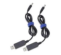 2Pcs Usb To Dc Convert Cable Voltage Step-Up Cable 5.5X2.1Mm Dc Male 1M - 5V To 12V & 5V To 9V