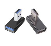 2Pcs USB3.0 Male to Female 90 Degree Left Right Bend Adapter for Fast Speed 5Gbps Data Transfer and 15W Charging on Laptop Car Space Saving and Port Protections in Areas