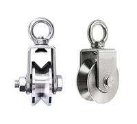 2pcs V-Groove Caster Wheel,Heavy Duty Sheaves Track Pulley,304 Stainless Steel Directional Roller,360° Rotating Ring,for Round Tube,Wire Rope Rail,Sliding Door (Slot Width 16mm) (Slot Width 16mm)