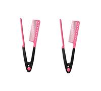 2PCS V-Type Flat Hot Comb, 24.5cm Pvc Straightening Comb, Precise Heat Control, Wet And Dry Use, Multi-form Shaping, For Beginners, Professionals, Girls, Ladies, Home Salon Women