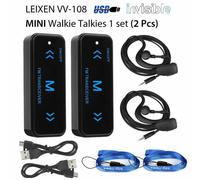 2Pcs V108 Mini Walkie Talkie Two-Way 400-470MHz FM Radio Ricetrasmittente + 2 Cuffie USB Carica