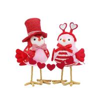 2pcs Valentine’s Day Bird Figurines - Ceramic Love Birds Decor for Home, Tabletop Shelf Decorations, Cute Valentine’s Day Décor, Mantel and Tiered Tray Standing Figurines, Romantic Novelty Gift