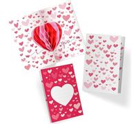 2Pcs Valentines Day Card,Romantic Heart Honeycomb Pop-Up Valentines Card Love Hearts Anniversary Card and Galentines Cards with Handwritten Space for Him Her Boyfriend Girlfriend Husband Wife Gifts