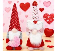 2Pcs Valentines Day Gnome Gonk Decorations, Mr. and Mrs. Handmade Plush Doll Scandinavian Tomte, Valentine's Day Gifts Present for Her Him Wedding Anniversary Girlfriend Boyfriend Wife Husband
