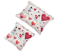 2Pcs Valentine's Day Love Elements-881 Pocket Cosmetic Bag for Purses, Waterproof Makeup Bag Cosmetic Pouch, Portable No Zipper Makeup Bag, Multicolor 07, A:7.1x5.8in/18x14.8cm,B:4.7x4.5in/12x11.5cm