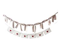 2pcs Valentines Day String Banners Set Fabric Bow & Love Envelope Hanging Garlands for Holiday Party Decoration (Beige, 1.6m / 62.99inch)