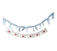 2pcs Valentines Day String Banners Set Fabric Bow & Love Envelope Hanging Garlands for Holiday Party Decoration (Blue, 1.6m / 62.99inch)
