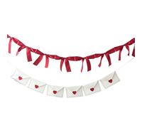 2pcs Valentines Day String Banners Set Fabric Bow & Love Envelope Hanging Garlands for Holiday Party Decoration (Red, 1.6m / 62.99inch)