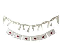 2pcs Valentines Day String Banners Set Fabric Bow & Love Envelope Hanging Garlands for Holiday Party Decoration (White, 1.6m / 62.99inch)