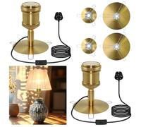 2Pcs Vase Lamp Renovation Kit, 3 Sizes of Spring E27 Bottle Lamp Kit | 2.4M Metal Vase Lamp Kit, Make Your Own Vase Table Lamp, Lamp Kit for Transforming a Vase into a Desk Lamp, Gold