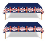 2Pcs VE/VJ Day 80th Tablecloth, Union Jack Flag Tablecloth, 137*274cm Table Covers Plastic Table Cloth with Union Jack Flag, UK Tablecover for 80 Years Anniversary Victory In Europe/Japan RAF WW2 1945