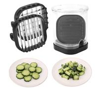 2pcs Vegetable Cutter Cup, 2-in-1 Detachable Fruit Slicer and Dicer Strawberry Speed Slicing Tool Food Chopper with Container Cutting Kitchen Gadgets for Banana Grape Cucumber Carrot Onion