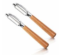 2PCS Vegetable Potato Peeler for Kitchen Potato Peeler Hand Tool Set, Stainless Steel Vegetable Peeler with Wooden Handle Design, Manual Fruit Peeler and Carrot Peeler for Home Cooking Tasks