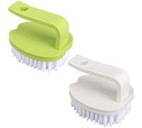 2pcs Vegetable Scrubber Brush, 3.15x2.76x2.56in/8x7x6.5cm PP Material Fruit and Vegetable Brush with Stiff Bristles and Handle for Fruits Potatoes Carrots Food(White & Green)