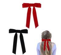 2pcs Velvet Bow Hair Clips, Black Wine Red Hair Bows, Large Bow Long Tail Alligator Hair Clips Black Burgundy Bow Hair Barrettes School Christmas Hair Accessories Gifts for Women