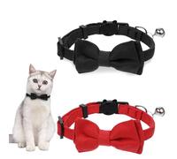2pcs Velvet Bowtie Cat Collar with Bell, Adjustable Breakaway Cat Collars Kitten, Soft Corduroy Small Cats Collar with Bell and Bow Tie, Adjustable Breakaway Safety Kitten Collars for Pets, Christmas