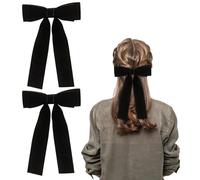 2Pcs Velvet Hair Bows Hair Clips, Black Hair Ribbon Bow Hair Clips for Girls Women(Black)