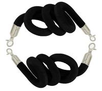 2PCS Velvet Hanging Ropes Velvet Stanchion Rope, Crowd Control Rope Barrier for Stanchion Posts Queue Pole, with Gold/Silver Clasps, for Theaters Grand Openings(Black-Silver,8ft/244cm)