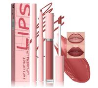 2PCS Velvet Matte Lip Stain & Lip Liner Set - Long Lasting Waterproof Liquid Lipstick Kit - Highly Pigmented Non-Stick Makeup Combo with Gloss Finish, Gift Pack for Women (8# Red Brown)
