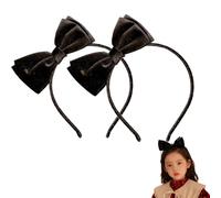 2Pcs Velvet Retro Bow Headband, Elegant Women's Hair Accessory, Simple and Versatile Headband for Everyday Style, Comfortable Fit for Casual and Dressy Looks (black)