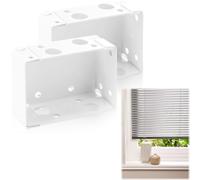 2Pcs Venetian Blind Fittings Brackets,Window Blind Brackets Pair,White Color Window Profile Box Mounting Bracket,Square Headrail Bracket Track End Holder Perfer for Home Office Install Curtains(White)