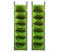 2pcs Vertical Hanging Plant Bags with 7 Pockets, Felt Material Planters for Wall Mounting and Growing Various Plants Efficiently (green)