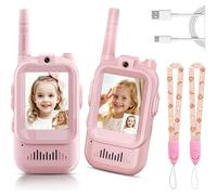 2Pcs Video Walkie Talkies for Kids, Handheld Rechargeable Video Intercom Kids Walkies Talkies, Indoor Outdoor Toys for Family Games, Outside, Camping, Hiking for Boys Girls Ages 3-12 (Blue/Pink)