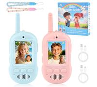 2Pcs Video Walkie Talkies for Kids, Rechargeable Walkie Talkies Kids with Voice Changer & Camera, Visual Walky Talkie Kid Long Range, Outdoor Toys, Camping, Garden Games, Birthday Easter Gifts