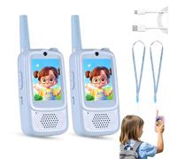 2pcs Video Walkie Talkies for Kids, USB Rechargeable Video Intercom Kids Walkies Talkies, Transmission Power: ≤70mw, Intercom Range: 150~500 Meters, Gifts for Xmas Birthday Boys Girls (A-blue*2)