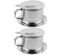 2Pcs Vietnamese Coffee Dripper Stainless Steel Vietnamese Coffee Filter Professional Washable Reusable Cafe Accessories, Filter