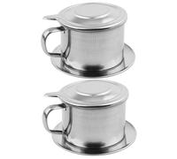 2Pcs Vietnamese Coffee Dripper Stainless Steel Vietnamese Coffee Filter Professional Washable Reusable Cafe Accessories, Filter