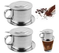 2Pcs Vietnamese Coffee Dripper Stainless Steel Vietnamese Coffee Filter Professional Washable Reusable Cafe Accessories